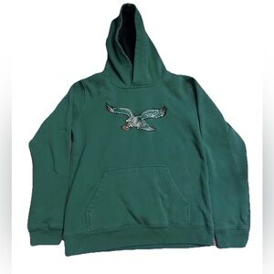 NFL TEAM APPAREL Youth Large Eagles Kelly Green Hoodie Hole Seam Sleeve